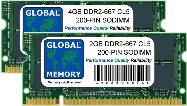 6GB (4GB + 2GB) DDR2 667MHz PC2-5300 200-PIN SODIMM MEMORY RAM KIT FOR INTEL MACBOOK (LATE 2007 - EARLY/LATE 2008 - EARLY 2009) & MACBOOK PRO (MID/LATE 2007 - EARLY 2008)